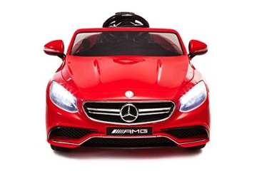 Lizenz Kinderauto Mercedes - Benz S63 AMG 2 x 35W 12V MP3 RC Elektroauto Kinderfahrzeug Ferngesteuert Elektro (Weiss) - 