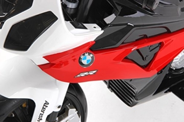BMW S 1000 RR Original Lizensiert Motorrad für Kinder, EVA räder, Metallrahmen, Zündschlüssel, 2x Motor, 12 V Batterie, abnehmbare Hilfsräder - 