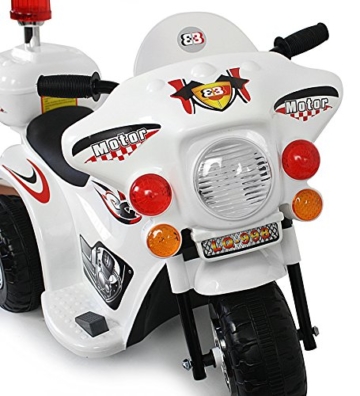 Kindermotorrad Elektromotorrad Kinderfahrzeug Dreirad Kinder Polizei Motorrad in Weiß - 