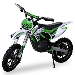 NEU Kinder Mini Crossbike Gazelle ELEKTRO 500 WATT inklusive verstärkter Gabel Dirt Bike Dirtbike Pocket Cross grün -